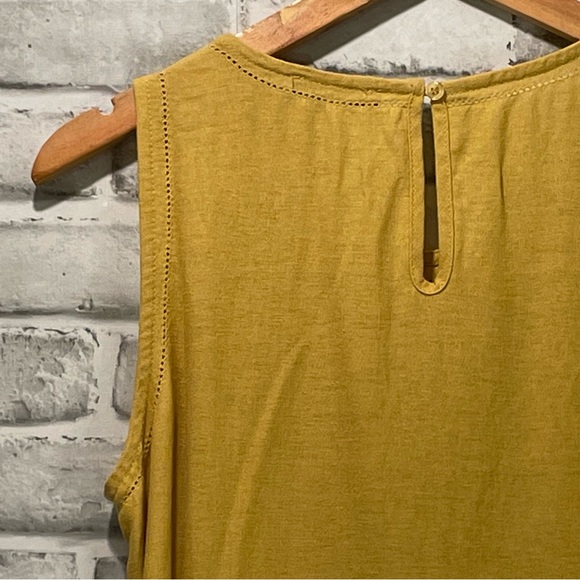 For Cynthia Mustard Yellow Sleeveless Linen Blend Dress Size Small S - Picture 4 of 9